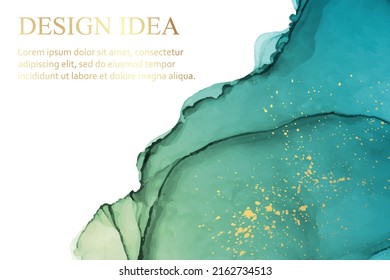 Fondo acuático moderno o diseño elegante de tarjetas o papel pintado o afiche con ondas abstractas de color turquesa y rosa verde y salpicaduras de plata.