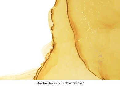 Fondo acuático moderno o diseño elegante de tarjetas o papel pintado o afiche con ondas abstractas de tinta amarilla.