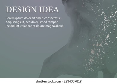 Modern watercolor background or elegant card design or wallpaper or poster with abstract gray ink waves and silver splashes.