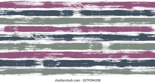 Modern watercolor brush stripes seamless pattern. Purple and dark  paintbrush lines horizontal seamless texture for backdrop. Hand drown paint strokes decorative artwork. For illustration.