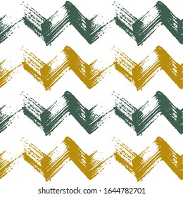Modern watercolor brush stripes seamless pattern. Bottle green and burly wood paintbrush lines horizontal seamless texture for backdrop. Hand drown paint strokes graphic. For cloth.