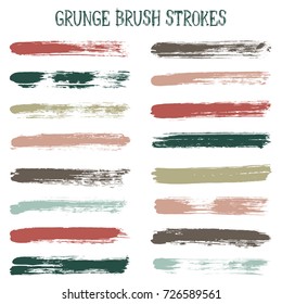 Modern watercolor daubs set, paint brush stroke grunge collection, cool ink stains band. Graphic design color scheme samples. Paintbrushes, paint or ink traces, watercolor splashes design elements.