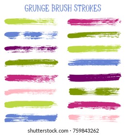 Modern watercolor daubs set, paint brush stroke grunge collection, cool ink stains band. Graphic design color scheme samples. Paintbrushes, paint or ink traces, watercolor splashes design elements.