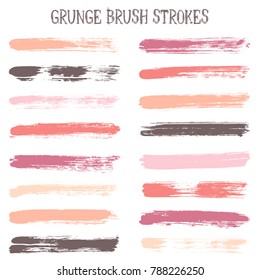 Modern watercolor daubs set, paint brush stroke grunge collection, cool ink stains band. Graphic design color scheme samples. Paintbrushes, paint or ink traces, watercolor splashes design elements.
