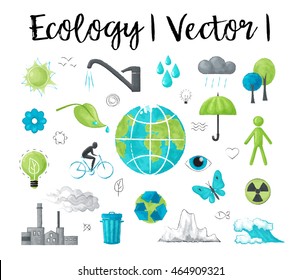 Modern watercolor design vector illustration, concept of ecology and saving earth environment problem, for graphic and web design