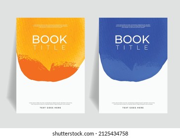 Modern Watercolor Yellow Blue Book Cover Template Set 