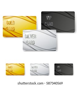 Colección de tarjetas vip abstractas de onda moderna con elementos enriquecidos de líneas dinámicas de medio tono. Ilustración del vector