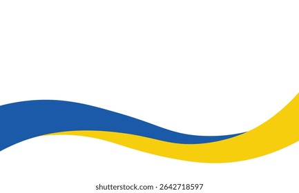 Modern wave background with smooth blue and yellow flowing curves on white. Ideal for presentations, headers, business cards, or creative layouts with a clean and professional aesthetic.