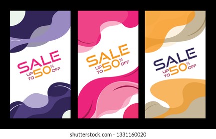 Modern wave background template with purple, pink and orange colors. Vertical background, fluid elements  Suitable for social media stories, story, internet web banner, flyer,poster and brochure.