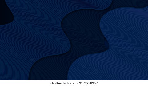 modern wave curve abstract dark blue background, blending curve lines wave. Vector illustration. 