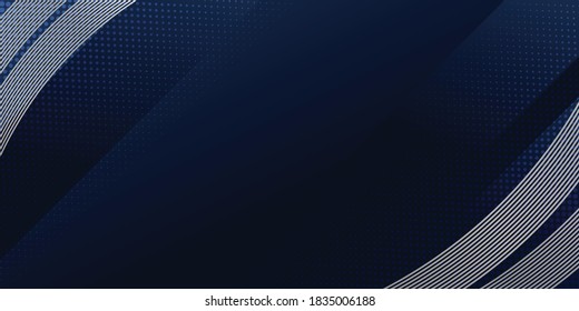 Modern wave curve abstract presentation background. Luxury paper cut background. Abstract decoration, silver pattern, halftone gradients, Vector illustration. Dark blue background