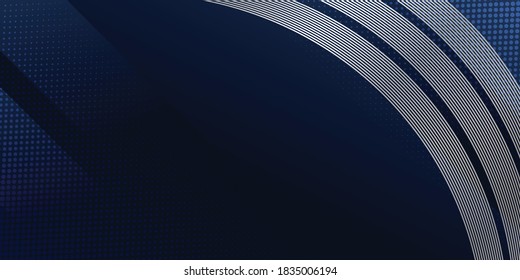 Modern wave curve abstract presentation background. Luxury paper cut background. Abstract decoration, silver pattern, halftone gradients, Vector illustration. Dark blue background