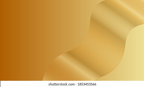 modern wave curve abstract presentation background, gold background