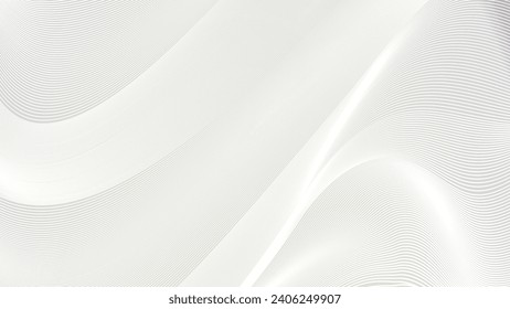 Modern wave curve abstract presentation white background. White abstract background design with wavy line. Premium stripe texture for banner and business backdrop. Vector template.