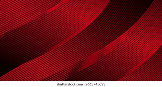 Fondo rojo oscuro moderno de la curva de onda, fondo abstracto de la presentación. Decoración Abstractas, patrón rojo ardiente, degradado de semitono.
