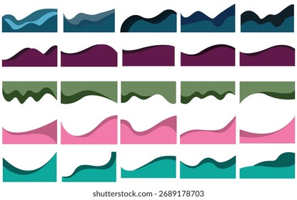 Coleção de Formas Modernas de Onda e Divisória - Modelos de Cabeçalho e Rodapé Abstratos para Web e Design Gráfico