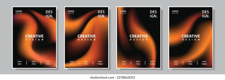 modern wave flame orange color gradation abstract style cover template background, set collection design vector