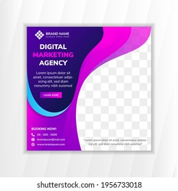 Modern wave fluid background template with gradient blue, pink, purple gradation for promotional. For social media post, stories, story, internet web banner, flyer, poster. Space for photo