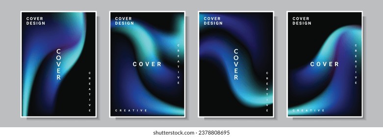modern wave gradation abstract style cover template background, set collection design vector