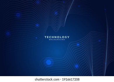 Modern wave line technology background with abstract big data digital concept. Circuit with gradient dots and lines. artificial intelligence. Vector illustration