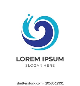 modern wave logo concept with flat blue color style