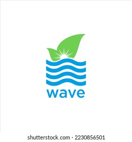 modern wave Logo Design Template Idea with Line Art  in blue green color
