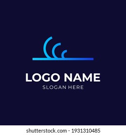 modern wave logo template flat blue color style