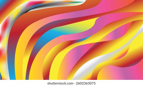 Modern wave retro abstract design. Rainbow 60s, 70s, hippie vector, Psychedelic Bright Rainbow Swirl Pattern, Abstract colorful waved shape, Multi-colored wavy pattern in retro style.