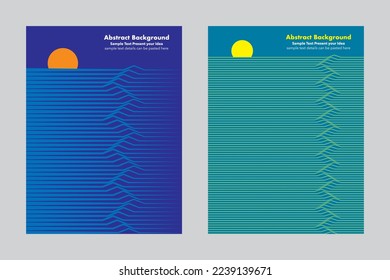 Modern waves lines, abstract background geometric vector design, minimalist seascape with sunsets, wallpaper backdrop cover poster layout templates
