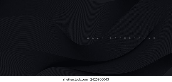 Patrón de línea ondulada moderna. Textura de rayas premium para banner, fondo de negocios. Diseño de fondo negro de líneas abstractas.