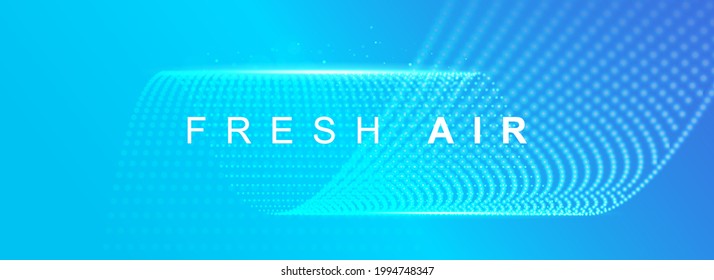 Modern wavy lines air  background. Curved dots structure. Dynamic particles wave. Fresh air illustration. 