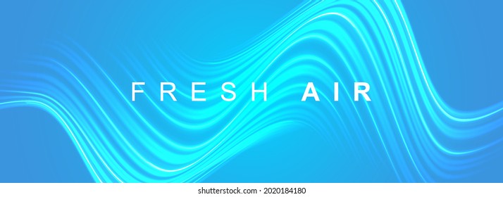 Modern wavy lines air background. Curved structure. Dynamic wave. Fresh air illustration. Clean fresh air flow.