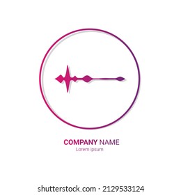 Modern wavy music logo design, business template, purple circular design with shadow, EPS 10 illustration