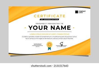 Modern Wavy Orange Certificate Template Vector