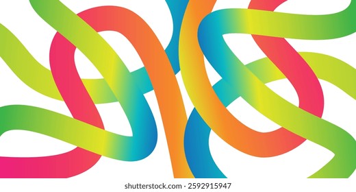 Modern Wavy Rainbow Lines. Vector Celebration Squiggle Abstract