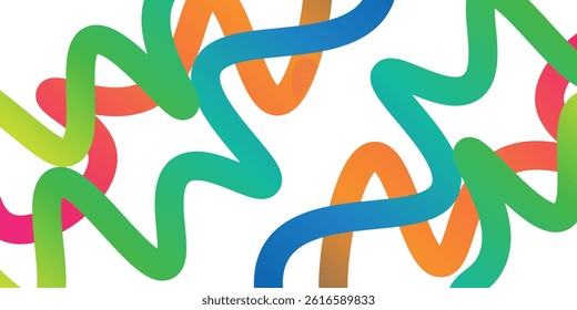 Modern Wavy Rainbow Lines. Vector Celebration Squiggle Ribbons Abstract Simple Modern