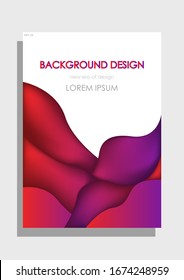 Modern wavy shape background design, designed in A4 format for poster, banners, magazines etc. Trendy layout for labels, business cards, with 3D effect. Eps 10 vector