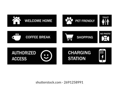 Iconos modernos del vector del sistema de la señalización de Wayfinding para los espacios públicos caseros de la oficina