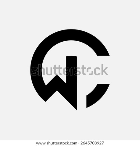 Modern WC initial logo with rounded shape, ideal for clean, professional branding and identity design.