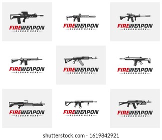 Modern Weapon collection vector, Gun logo template, Illustration