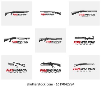 Modern Weapon collection vector, Gun logo template, Illustration