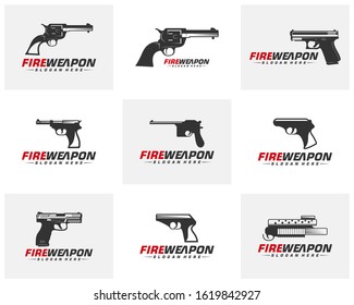 Modern Weapon collection vector, Gun logo template, Illustration