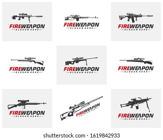 Modern Weapon collection vector, Gun logo template, Illustration