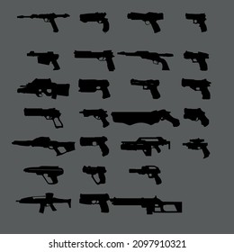 modern weapon collection vector  Gun Logo vector, Gun icon set.