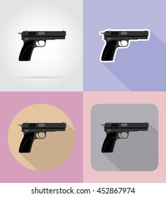modern weapon firearms flat icons vector illustration isolated on background