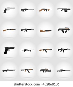 modern weapon firearms flat icons vector illustration isolated on background