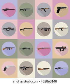 modern weapon firearms flat icons vector illustration isolated on background