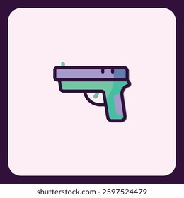 Modern Weapon Silhouette Icon with Rounded Edges and Unique Color Palette
