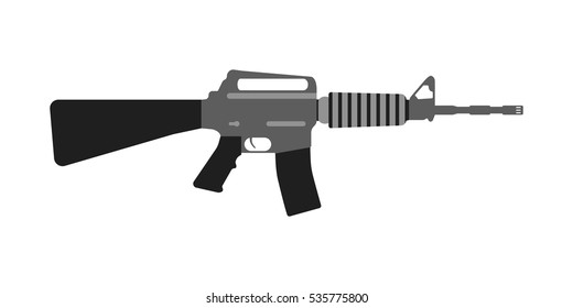 Modern Weapons Rifle. Flat style equipment. Isolated weapons and tools. Vector illustration