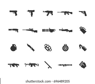 Modern weapons vector icon set